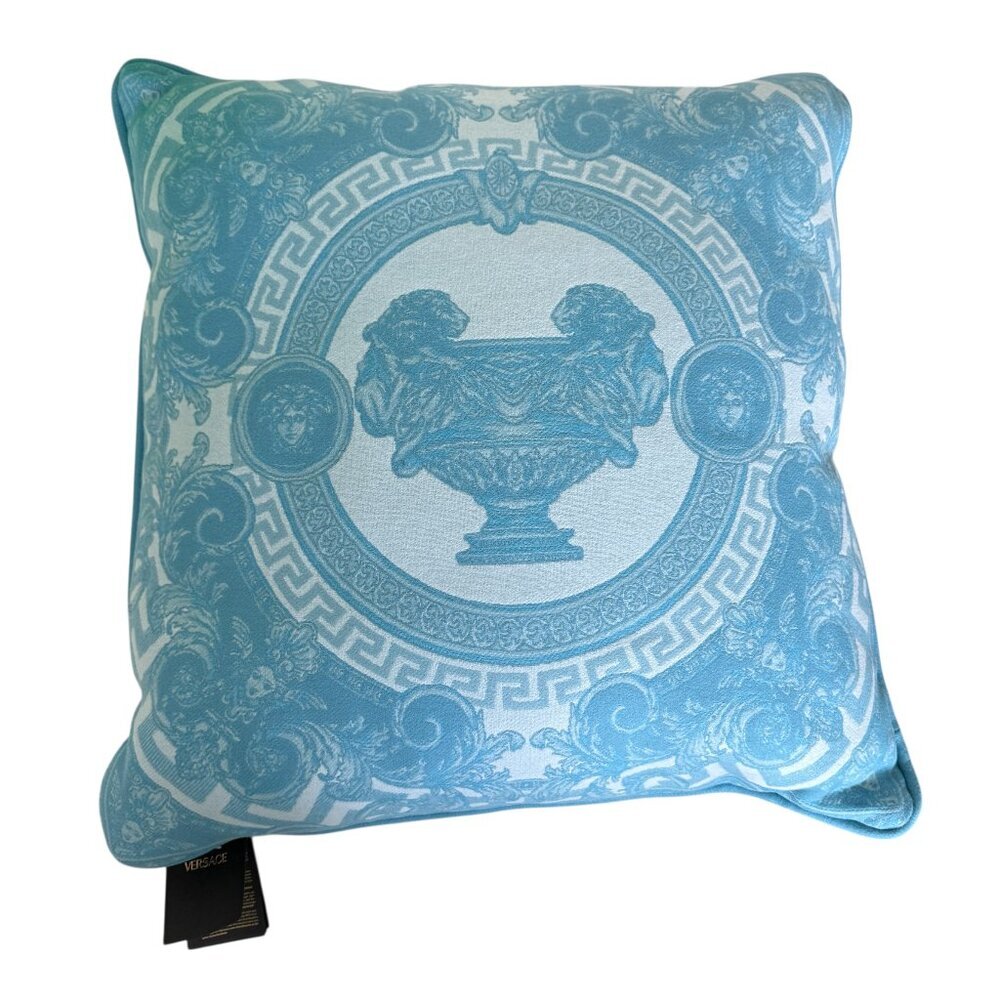 Versace Medusa Print Wool/Cashmere Pillow Cushion, large, New Made in‎ Italy